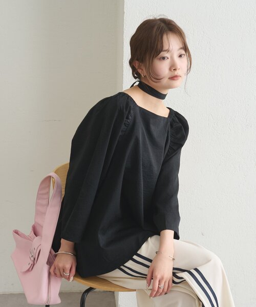 mystic(ミスティック)の「【3色展開】チョーカーリボンパフブラウス(シャツ/ブラウス・レディース・ブラック/オフホワイト/ブルー・FREE)」の17枚目の写真