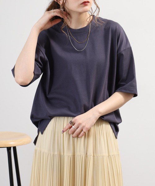 FUNALIVE(ファンアライブ)の「汗じみ軽減加工5分袖カットソー(Tシャツ/カットソー・レディース・ブラック/グレイッシュベージュ/アイボリー/ネイビー・M-L)」の18枚目の写真