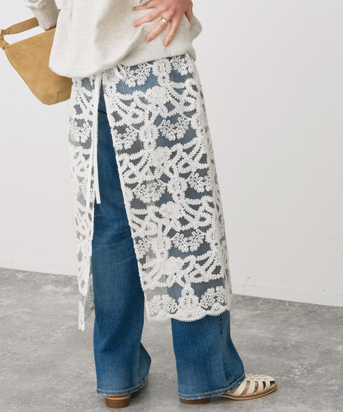 Spick & Span（スピックアンドスパン）の「《新色有り / 追加》コードエンブロイダリーチュールレイヤースカート（スカート・レディース・ブラック/ホワイト・FREE）」の14枚目の写真