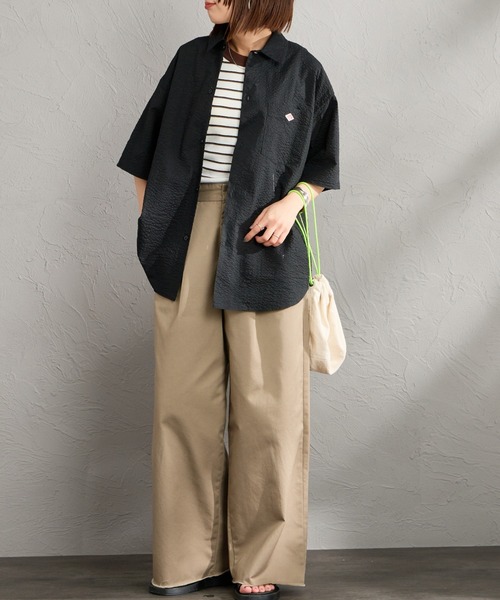 DANTON（ダントン）の「[DANTON/ダントン] リンクルフィニッシュ ショートスリーブシャツ（シャツ/ブラウス・レディース・ブラック/オフホワイト/ブラウン・42/40/38）」の4枚目の写真