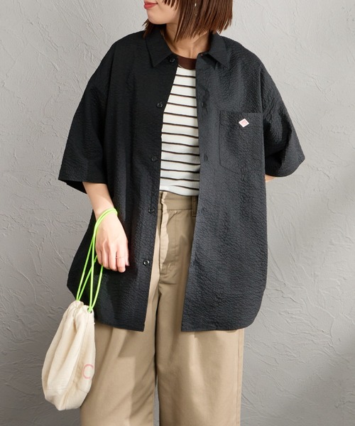 DANTON（ダントン）の「[DANTON/ダントン] リンクルフィニッシュ ショートスリーブシャツ（シャツ/ブラウス・レディース・ブラック/オフホワイト/ブラウン・42/40/38）」の7枚目の写真