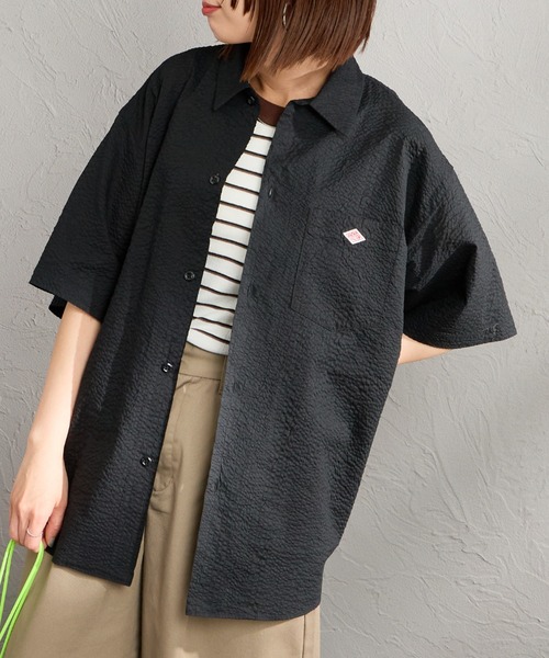 DANTON（ダントン）の「[DANTON/ダントン] リンクルフィニッシュ ショートスリーブシャツ（シャツ/ブラウス・レディース・ブラック/オフホワイト/ブラウン・42/40/38）」の6枚目の写真