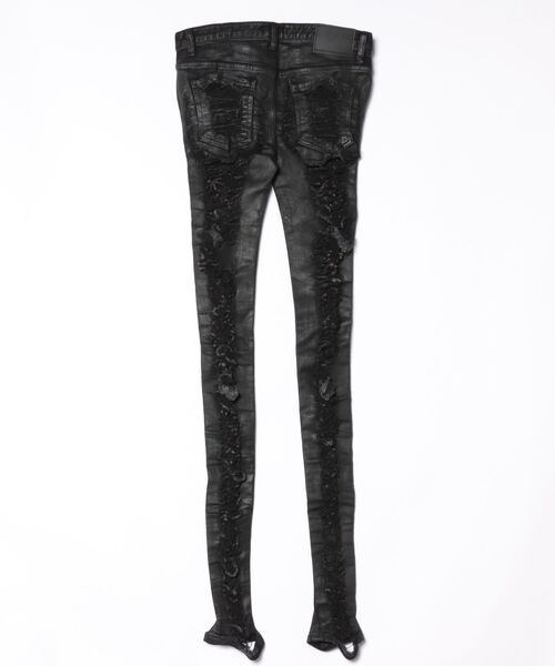 604SERVICE(ロクマルヨンサービス)の「DISTRESSED SKINNY JEAN IN COATED BLAC(デニムパンツ・レディース・ブラック・MEDIUM)」の4枚目の写真
