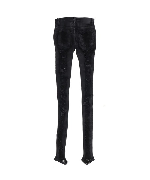 604SERVICE(ロクマルヨンサービス)の「DISTRESSED SKINNY JEAN IN COATED BLAC(デニムパンツ・レディース・ブラック・MEDIUM)」の2枚目の写真