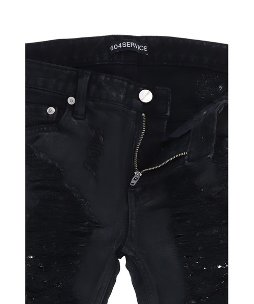 604SERVICE(ロクマルヨンサービス)の「DISTRESSED SKINNY JEAN IN COATED BLAC(デニムパンツ・レディース・ブラック・MEDIUM)」の3枚目の写真