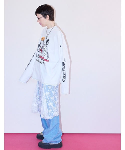 Little sunny bite（リトルサニーバイト）の「★Little sunny bite★ lovely big tee（Tシャツ/カットソー・レディース・ピンク×イエロー/ブラック/ホワイト・MEDIUM/SMALL）」の5枚目の写真