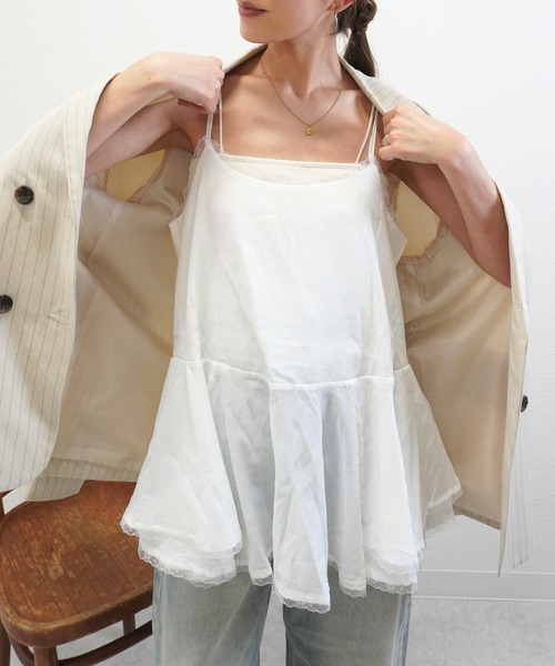 gossara(ゴサラ)の「【トレンドライクな1枚】レースペプラムチュニックキャミ(キャミソール・レディース・ホワイト・FREE)」の9枚目の写真