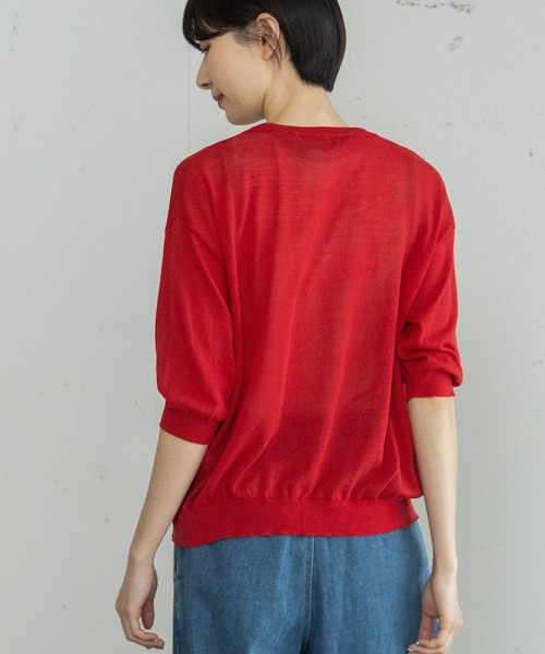 POU DOU DOU（プードゥドゥ）の「下前立て配色ニットカーディガン（カーディガン/ボレロ・レディース・ブラック/ブラウン/レッド/グリーン・3）」の10枚目の写真