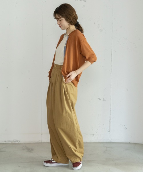 POU DOU DOU（プードゥドゥ）の「下前立て配色ニットカーディガン（カーディガン/ボレロ・レディース・ブラック/ブラウン/レッド/グリーン・3）」の15枚目の写真