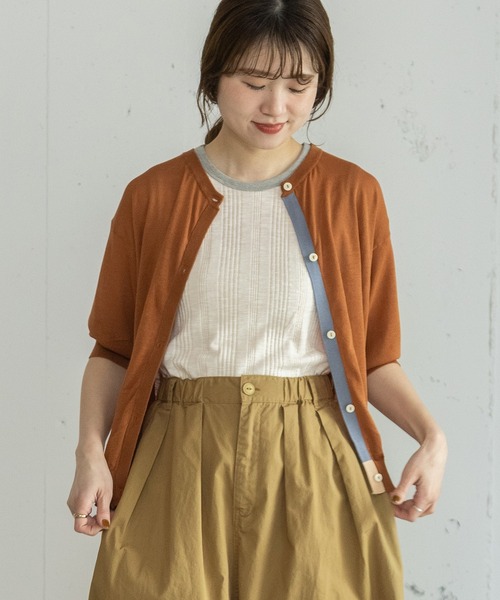 POU DOU DOU（プードゥドゥ）の「下前立て配色ニットカーディガン（カーディガン/ボレロ・レディース・ブラック/ブラウン/レッド/グリーン・3）」の17枚目の写真