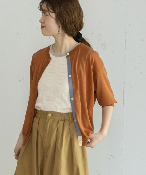 POU DOU DOU（プードゥドゥ）の「下前立て配色ニットカーディガン（カーディガン/ボレロ・レディース・ブラック/ブラウン/レッド/グリーン・3）」の18枚目の写真