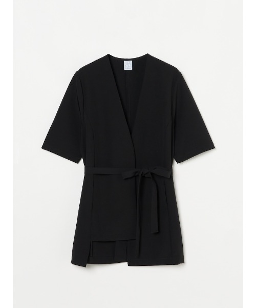 ILANIS(イラニス)の「Ease Layered Jacket(ノーカラージャケット・レディース・ライトブルー/ブラック/オフホワイト・FREE)」の6枚目の写真