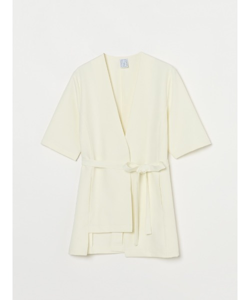 ILANIS(イラニス)の「Ease Layered Jacket(ノーカラージャケット・レディース・ライトブルー/ブラック/オフホワイト・FREE)」の4枚目の写真