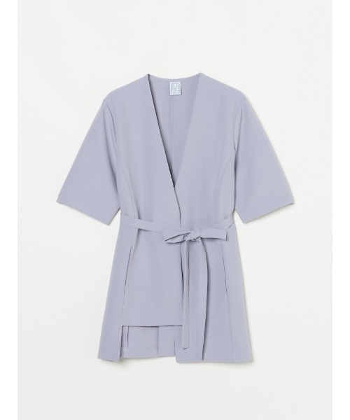 ILANIS(イラニス)の「Ease Layered Jacket(ノーカラージャケット・レディース・ライトブルー/ブラック/オフホワイト・FREE)」の5枚目の写真
