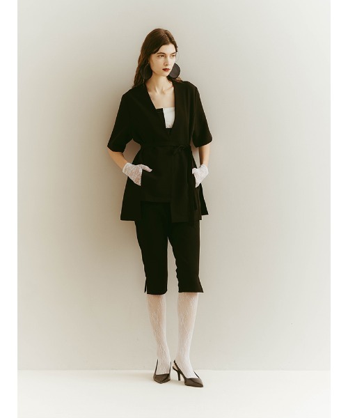 ILANIS(イラニス)の「Ease Layered Jacket(ノーカラージャケット・レディース・ライトブルー/ブラック/オフホワイト・FREE)」の22枚目の写真