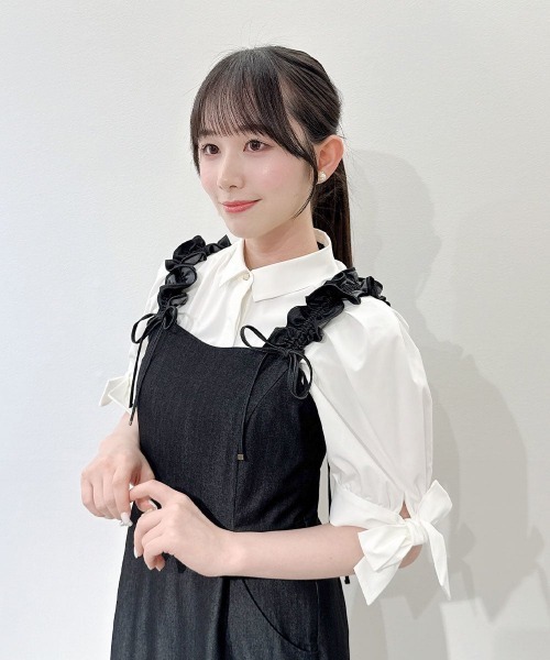 an another angelus(アンアナザーアンジェラス)の「袖口リボンシャツ/fint フィント(シャツ/ブラウス・レディース・ライトピンク/オフホワイト/ライトブルー・FREE)」の15枚目の写真