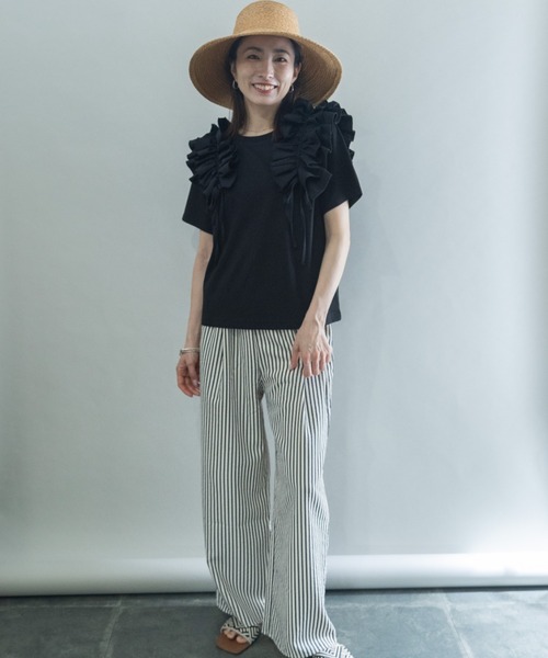 lodie(ロディ)の「フリルリボン デザインカットソー(Tシャツ/カットソー・レディース・アイボリー/ブラック・FREE)」の14枚目の写真