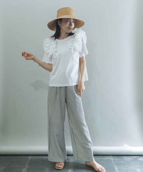 lodie(ロディ)の「フリルリボン デザインカットソー(Tシャツ/カットソー・レディース・アイボリー/ブラック・FREE)」の21枚目の写真