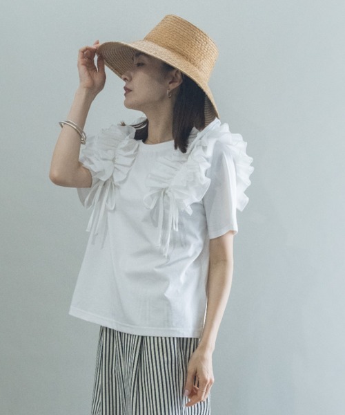 lodie(ロディ)の「フリルリボン デザインカットソー(Tシャツ/カットソー・レディース・アイボリー/ブラック・FREE)」の22枚目の写真