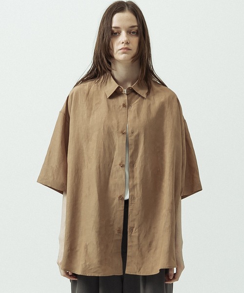 SLICK(スリック)の「【SLICK/スリック】Linen Rayon Regular Shirt/リネンレーヨンレギュラーカラーシャツ(シャツ/ブラウス・メンズ・サックスブルー/ブラック/ブラウン・1/3/2)」の2枚目の写真