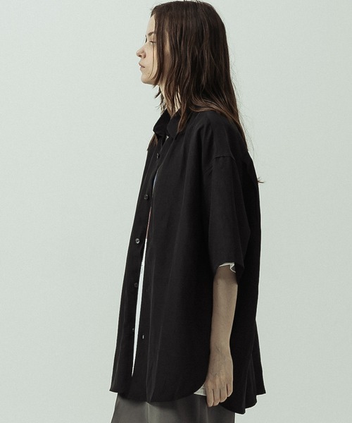 SLICK(スリック)の「【SLICK/スリック】Linen Rayon Regular Shirt/リネンレーヨンレギュラーカラーシャツ(シャツ/ブラウス・メンズ・サックスブルー/ブラック/ブラウン・1/3/2)」の6枚目の写真