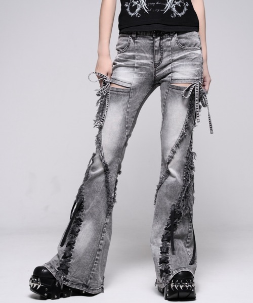 REFLEM｜レフレム（メンズ）のデニムパンツ（グレー/灰色系・リボン