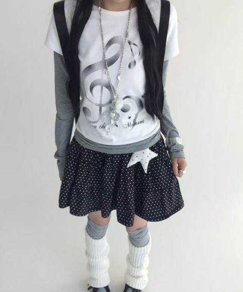 AsheKsha(アシクシャ)の「2枚重ね風長袖Tシャツ(Tシャツ/カットソー・レディース・ホワイト・M)」の1枚目の写真
