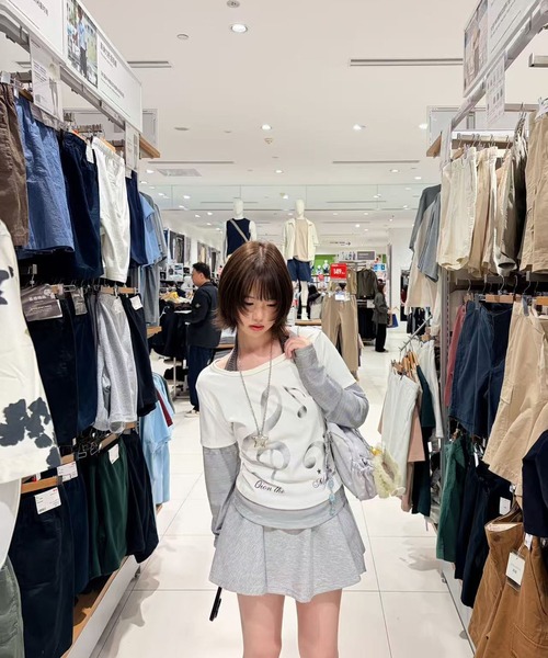 AsheKsha(アシクシャ)の「2枚重ね風長袖Tシャツ(Tシャツ/カットソー・レディース・ホワイト・M)」の10枚目の写真