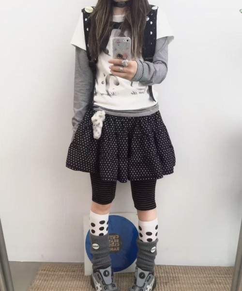 AsheKsha(アシクシャ)の「2枚重ね風長袖Tシャツ(Tシャツ/カットソー・レディース・ホワイト・M)」の3枚目の写真