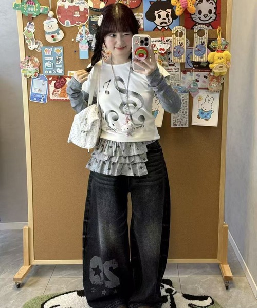 AsheKsha(アシクシャ)の「2枚重ね風長袖Tシャツ(Tシャツ/カットソー・レディース・ホワイト・M)」の9枚目の写真