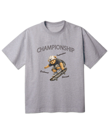 スケートボードベアオーバーサイズ半袖Tシャツ[メランジェグレー]