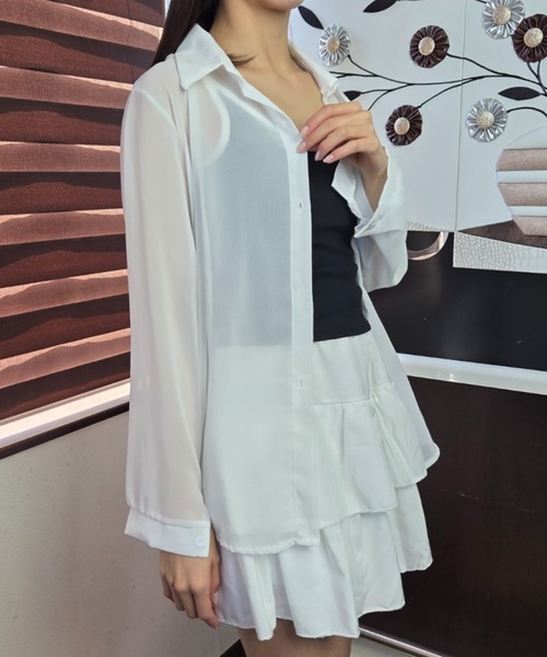 ｔｏｌｅｎｅ（トレネ）の「【バックシャン】バックリボンシアーオーバーシャツ（シャツ/ブラウス・レディース・ピンク/ホワイト・FREE）」の12枚目の写真