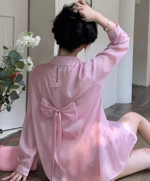 ｔｏｌｅｎｅ（トレネ）の「【バックシャン】バックリボンシアーオーバーシャツ（シャツ/ブラウス・レディース・ピンク/ホワイト・FREE）」の22枚目の写真
