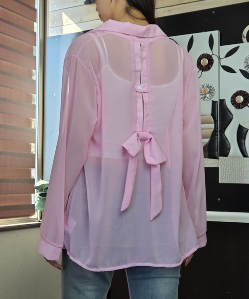ｔｏｌｅｎｅ（トレネ）の「【バックシャン】バックリボンシアーオーバーシャツ（シャツ/ブラウス・レディース・ピンク/ホワイト・FREE）」の21枚目の写真