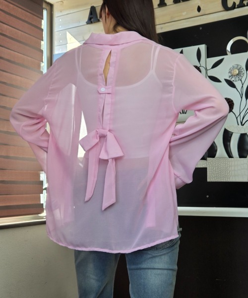 ｔｏｌｅｎｅ（トレネ）の「【バックシャン】バックリボンシアーオーバーシャツ（シャツ/ブラウス・レディース・ピンク/ホワイト・FREE）」の20枚目の写真