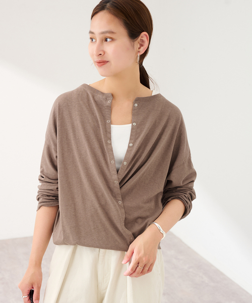 FRAMeWORK(フレームワーク)の「HEMP COTTON リングドット3WAY カーディガン(カーディガン/ボレロ・レディース・ホワイト/ブルー/ベージュ・FREE)」の2枚目の写真