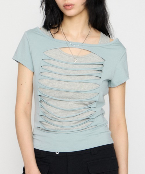 【界隈】lagua gem CUTTING 2PIECE トップス CUTTING 2PIECE トップス（Tシャツ/カットソー）｜LAGUA GEM