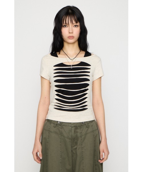 LAGUA GEM(ラグアジェム)の「CUTTING 2PIECE トップス(Tシャツ/カットソー・レディース・アイボリー/ライトブルー/杢グレー・FREE)」の14枚目の写真