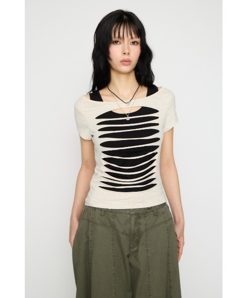 LAGUA GEM(ラグアジェム)の「CUTTING 2PIECE トップス(Tシャツ/カットソー・レディース・アイボリー/ライトブルー/杢グレー・FREE)」の15枚目の写真