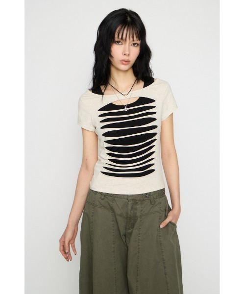 LAGUA GEM(ラグアジェム)の「CUTTING 2PIECE トップス(Tシャツ/カットソー・レディース・アイボリー/ライトブルー/杢グレー・FREE)」の16枚目の写真