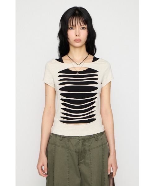 LAGUA GEM(ラグアジェム)の「CUTTING 2PIECE トップス(Tシャツ/カットソー・レディース・アイボリー/ライトブルー/杢グレー・FREE)」の18枚目の写真