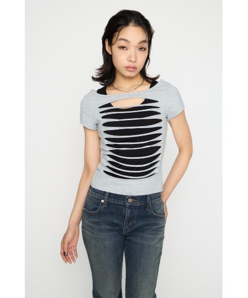LAGUA GEM(ラグアジェム)の「CUTTING 2PIECE トップス(Tシャツ/カットソー・レディース・アイボリー/ライトブルー/杢グレー・FREE)」の11枚目の写真
