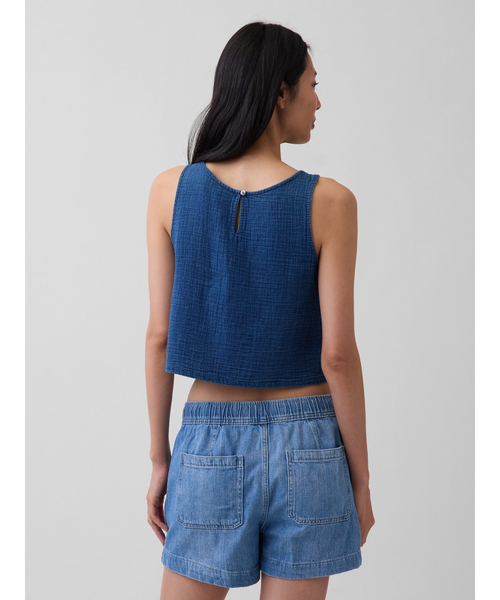 GAP(ギャップ)の「コットンガーゼ シェルタンクトップ(シャツ/ブラウス・レディース・インディゴブルー・S/L/XXS/M/XS)」の3枚目の写真