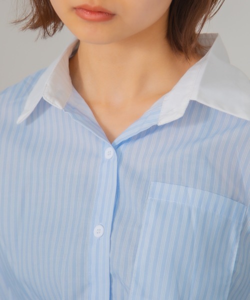Chiina(チーナ)の「Chiina / ストライプ柄バルーンシャツワンピース(シャツワンピース・レディース・ホワイト/ライトブルー/ブルー/ライトピンク・FREE)」の20枚目の写真