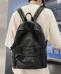 ADDITION STORE（アディションストア）の「【ユニセックス】＼通勤通学に最適♪A4対応／ フェイクレザー デイバッグ / ポケット充実（バックパック/リュック）」