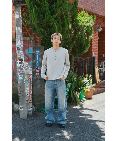 CONZ(コンズ)の「loose fit jeans 3color paint/ペイントパンツ/ルーズストレートパンツ/デニム/NVRFRGT(デニムパンツ・メンズ・インディゴブルー・3/2/1/4)」の9枚目の写真