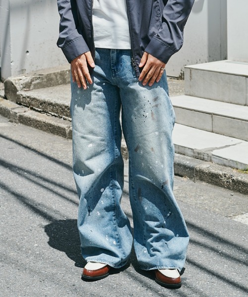 CONZ(コンズ)の「loose fit jeans 3color paint/ペイントパンツ/ルーズストレートパンツ/デニム/NVRFRGT(デニムパンツ・メンズ・インディゴブルー・3/2/1/4)」の13枚目の写真
