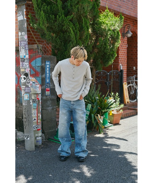 CONZ(コンズ)の「loose fit jeans 3color paint/ペイントパンツ/ルーズストレートパンツ/デニム/NVRFRGT(デニムパンツ・メンズ・インディゴブルー・3/2/1/4)」の12枚目の写真