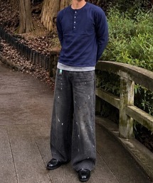 CONZ（コンズ）の「loose fit jeans 3color paint/ペイントパンツ/ルーズストレートパンツ/デニム/NVRFRGT（デニムパンツ）」
