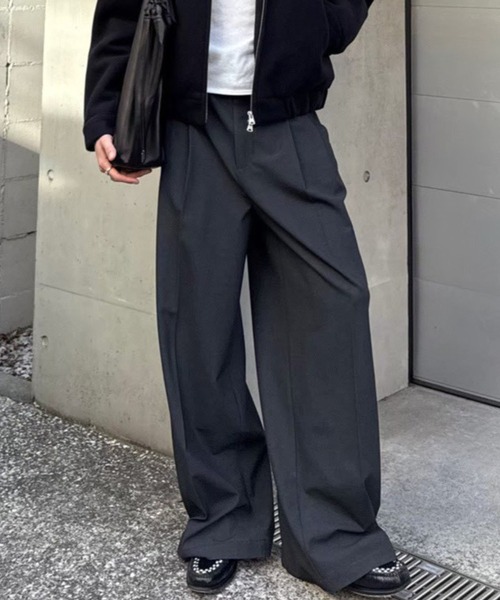 CS(シーエス)の「【CS】belt wide throusers / 【シーエス】ベルトワイドトラウザーズ<着用動画あり>(スラックス・メンズ・チャコール・02)」の2枚目の写真